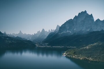 Mountain and lake in dolomites