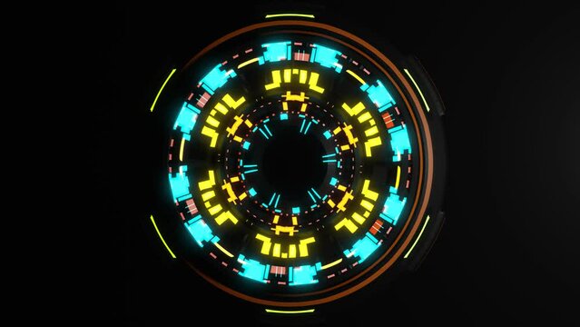 A sci-fi animation of a technological clock mechanism. High quality 4k footage