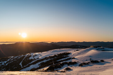 sunrise over the ski resort
