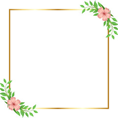 Floral Border Gold Frame Transparent