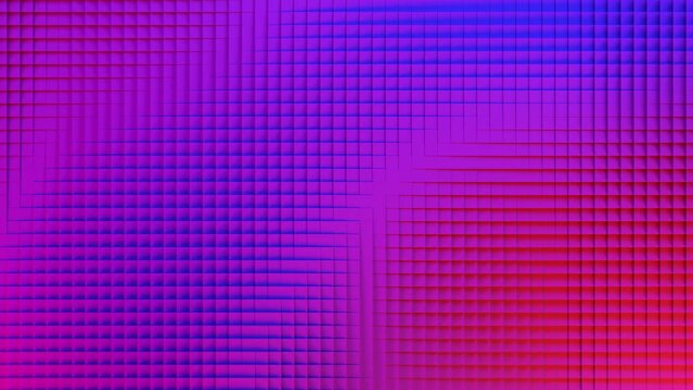 Multicoloured motion gradient cubes pink, purple neon lights soft background with animation seamless loop