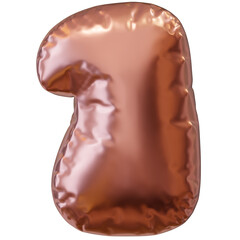 Golden inflated number. Balloon metallic number. 3d