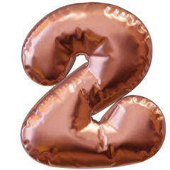 Golden inflated number. Balloon metallic number. 3d