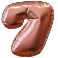 Golden inflated number. Balloon metallic number. 3d