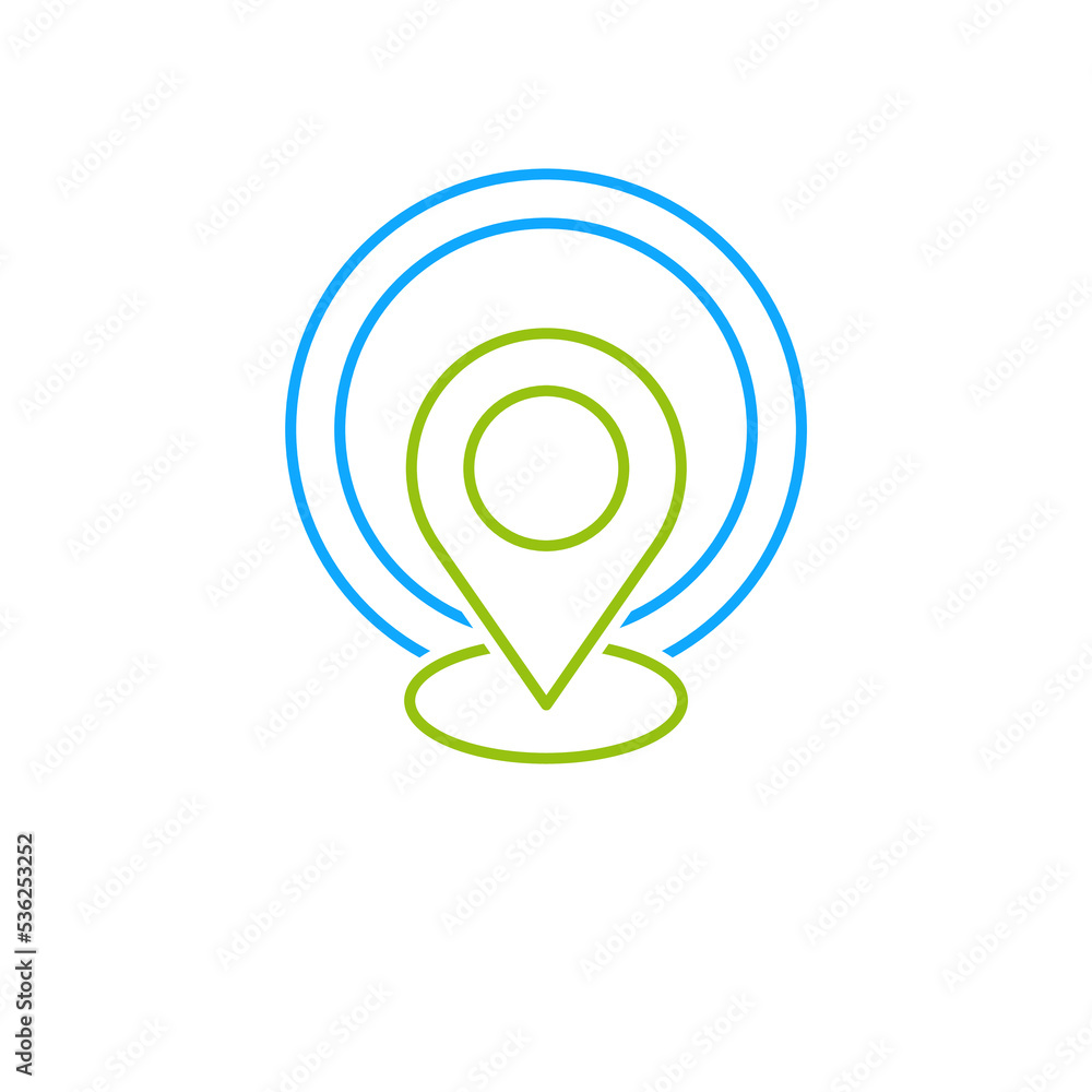 Poster signal from a location. vector linear icon isolated on white background.