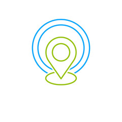 Signal from a location. Vector linear icon isolated on white background.