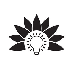 bulb with flower vector icon