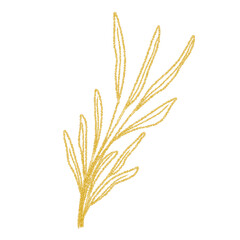 Gold Glitters Floral Line Art for ornament 