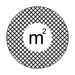 Square meter of circle simple icon. Square meter sign or symbol for label or marketing