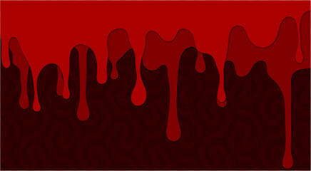 Red blood liquid dripping seamless background vector, blood drops on red pattern background.