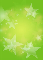 Vector Silver White Glowing Star Confetti on Green Gradient Background. Bokeh Texture. Abstract Magic Starry Pattern. Glitter Shiny Particles Explosion. Summer Glowing Poster. Christmass Design.