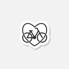 Bicycle logo, love cycling logo design sticker isolated on white background
