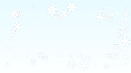 Christmas  Vector Background with Falling Snowflakes. Isolated on Red Background. Realistic Snow Sparkle Pattern. Snowfall Overlay Print. Winter Sky. Papercut Snowflakes.