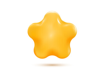 yellow star 3d object vector icon floating from white isolated background capping promotion price tag illustration
