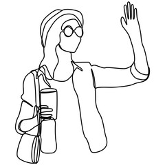 continuous one line hand drawing of woman face line art feminine isolated for png decoration.