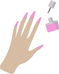 Woman self care concept, lady manicure her nail with pink color