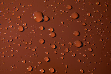 Abstract water drops on brown background, macro, Bubbles close up