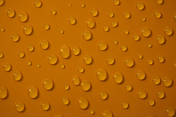 Abstract water drops on orange bronze background, macro, Bubbles close up