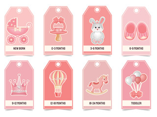 Tags, labels for children's clothing, for girls