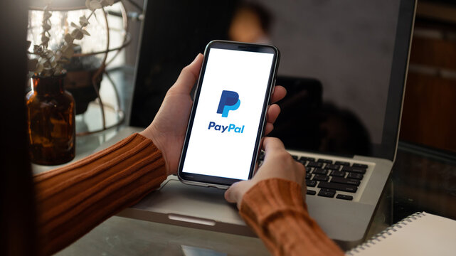  Chiang Mai Thailand. OCT 07, 2022: PayPal the largest operator of electronic money it was founded in 1998. PayPal most popular way of reception and sending Internet