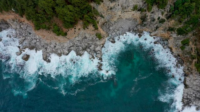 Storm at sea filmed on a drone Alanya Turkey 4 K