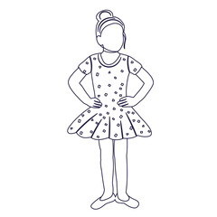 kids girl sketch ,outline icon isolated