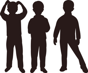 children boys and girls black silhouette isolated vector