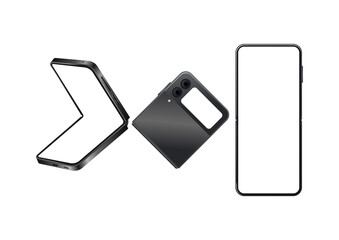 Mockup smartphone flip black 3d Vector