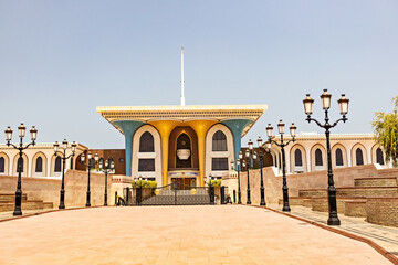 Al Alam Palace front view in Muscat old town, Oman