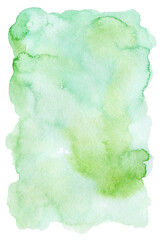 Hand painted bright green watercolor texture on white background