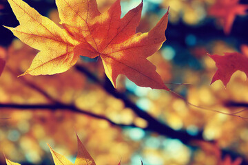 Fall Tree Leaves Autumn Color Seamless Texture Pattern Tiled Repeatable Tessellation Background Image