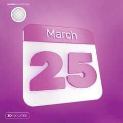 Calendar 25 March 3d Premium