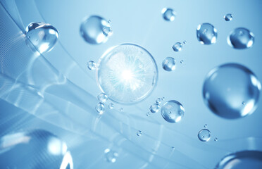 cosmetic moisturizer water molecule, Cosmetic Essence, Liquid bubble, background, 3d rendering