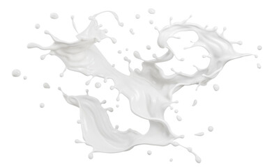 White milk splash isolated on background, liquid or Yogurt splash, Include clipping path. 3d illustration.