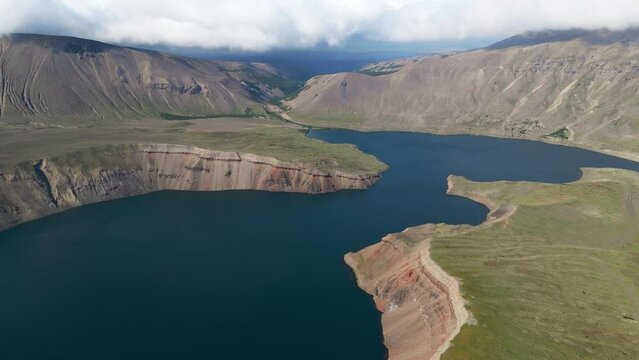 Lake in the Caldera volcano Ksudach. South Kamchatka Nature Park.