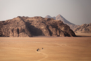 Road in desert of Wadi Rum