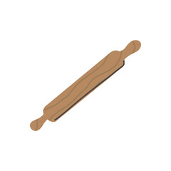 Wooden rolling pin icon. Homemade cookware. Vector baking tool illustration.