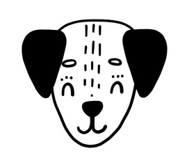 Cute handdrawn dog. Funny doodle puppy. Vector cute cartoon illustration