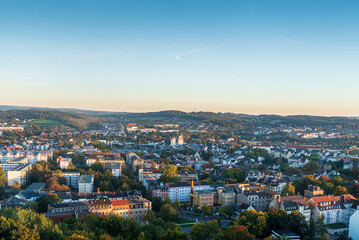 Plauen city from Barensteinturm lookout tower in Germany