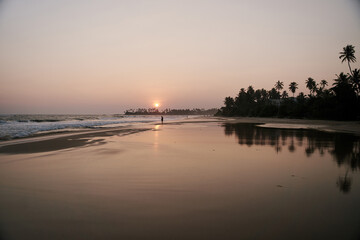 Sunset on the ocean in Sri Lanka