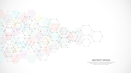Fototapeta premium Abstract background with geometric shapes and hexagon pattern