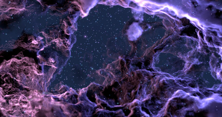3d rendering. Space wallpaper and background. Universe with stars, constellations, galaxies, nebulae and gas and dust clouds