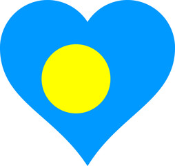 Palau Heart Flag. Palauan Love Shape Country Nation National Flag Sign Symbol Banner. Transparent PNG Flattened JPG Flat JPEG