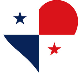 Panama Heart Flag. Panamanian Love Shape Country Nation National Flag Sign Symbol Banner. Transparent PNG Flattened JPG Flat JPEG