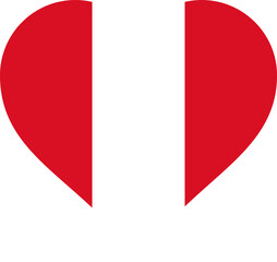 Peru Heart Flag. Peruvian Love Shape Country Nation National Flag Sign Symbol Banner. Transparent PNG Flattened JPG Flat JPEG