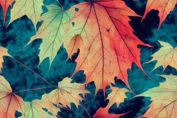 Fall Tree Leaves Autumn Color Seamless Texture Pattern Tiled Repeatable Tessellation Background Image