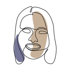 continuous one line hand drawing of woman face line art feminine isolated for decoration with color in minimal design