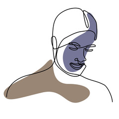 continuous one line hand drawing of woman face line art feminine isolated for decoration with color in minimal design