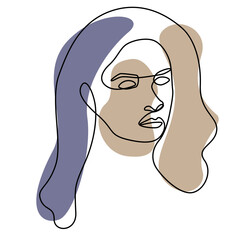 continuous one line hand drawing of woman face line art feminine isolated for decoration with color in minimal design