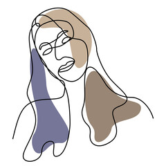continuous one line hand drawing of woman face line art feminine isolated for decoration with color in minimal design